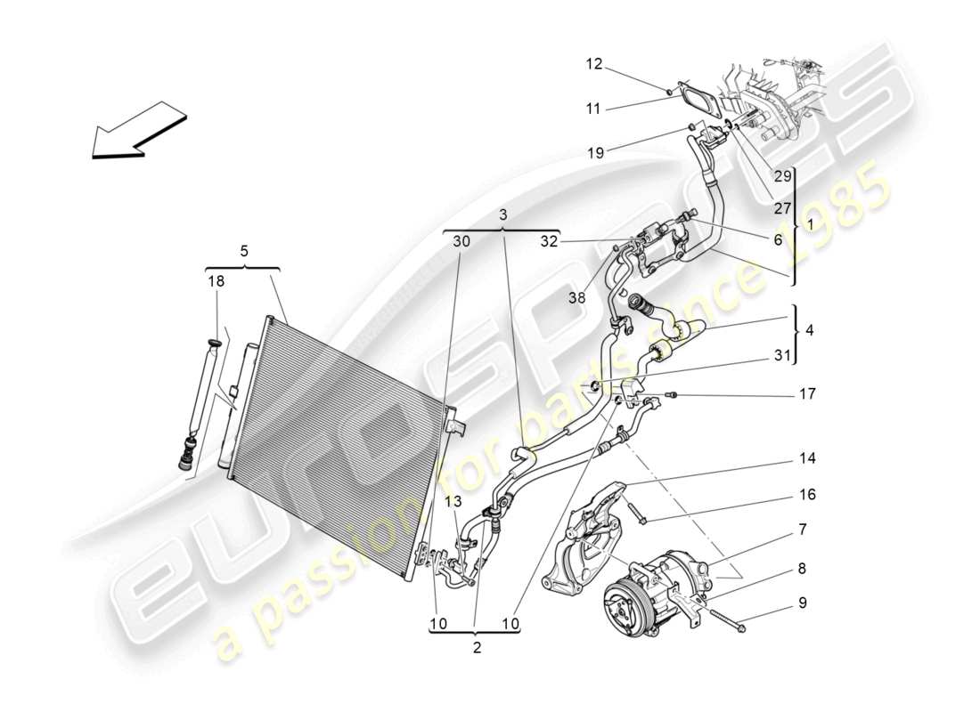 maserati ghibli (2014) centralina a/c: dispositivi vano motore schema particolare