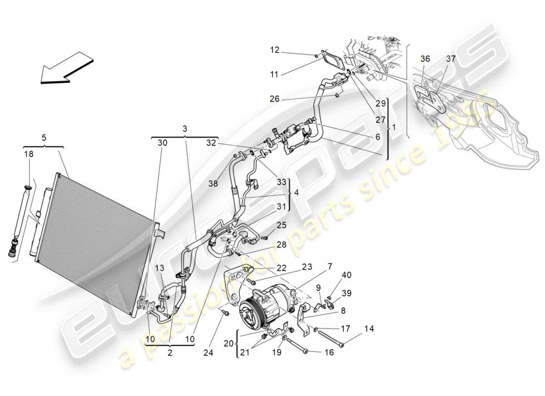 un diagramma delle parti dal catalogo delle parti Maserati Levante (2018)