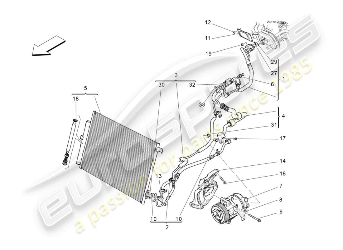 maserati ghibli (2017) centralina a/c: dispositivi vano motore schema particolare