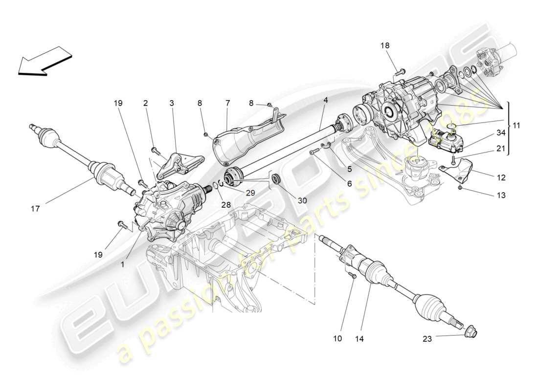 maserati ghibli (2018) ruote anteriori trasmissione schema delle parti