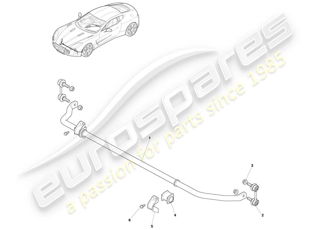 aston martin one-77 (2011) barra stabilizzatrice anteriore diagramma delle parti