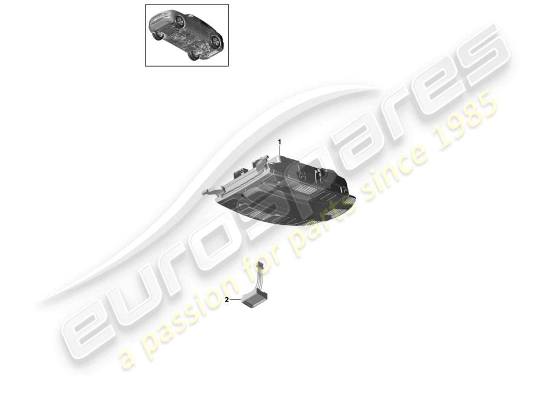 porsche 2021 (cayenne e3 9ya/9yb) console del tetto anteriore diagramma delle parti