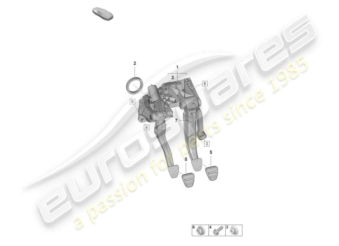 porsche 2022 (992-1 gt3/rs/st) gruppo pedali freno e frizione 6-speed trasmissione manuale diagramma delle parti