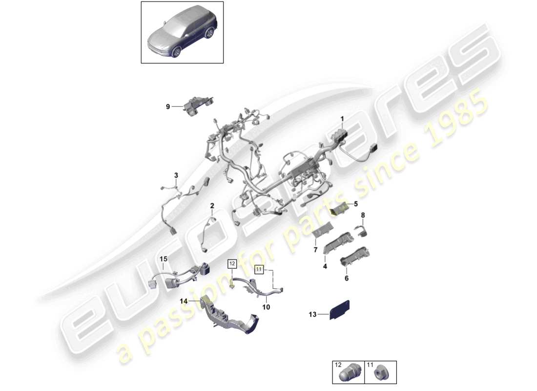 porsche 2021 (cayenne e3 9ya/9yb) schema elettrico dei componenti del motore