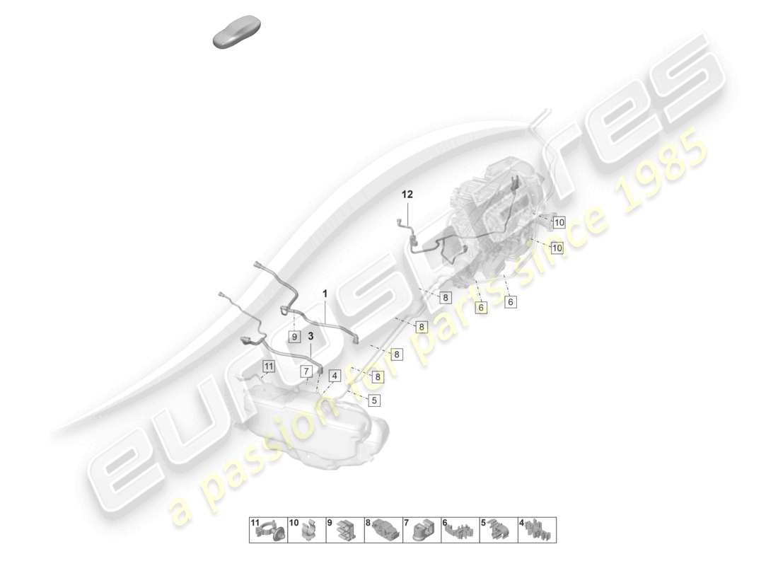 porsche 2022 (992-1 gt3/rs/st) linea di sfiato ventilazione del serbatoio diagramma delle parti