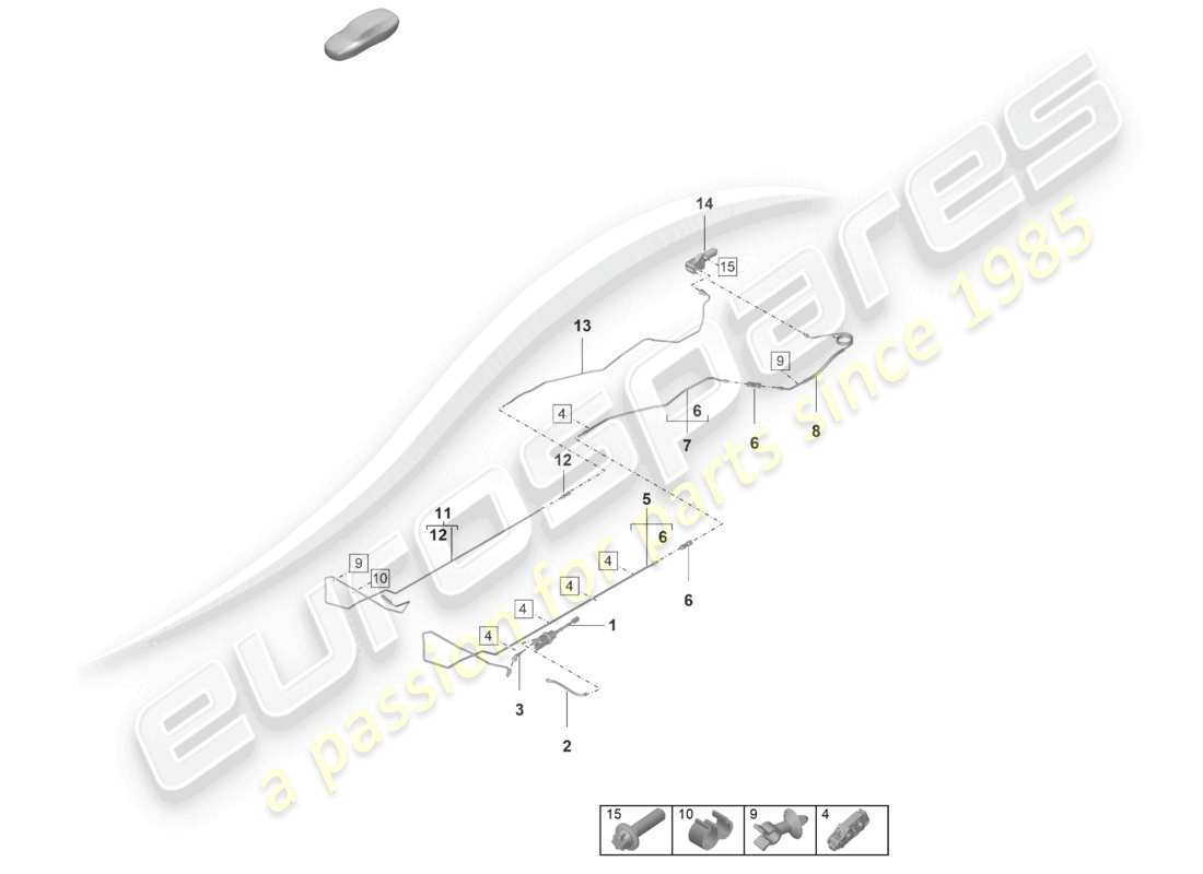 porsche 2022 (992-1 gt3/rs/st) azionamento giunto idraulico cilindro principale frizione tubo diagramma delle parti