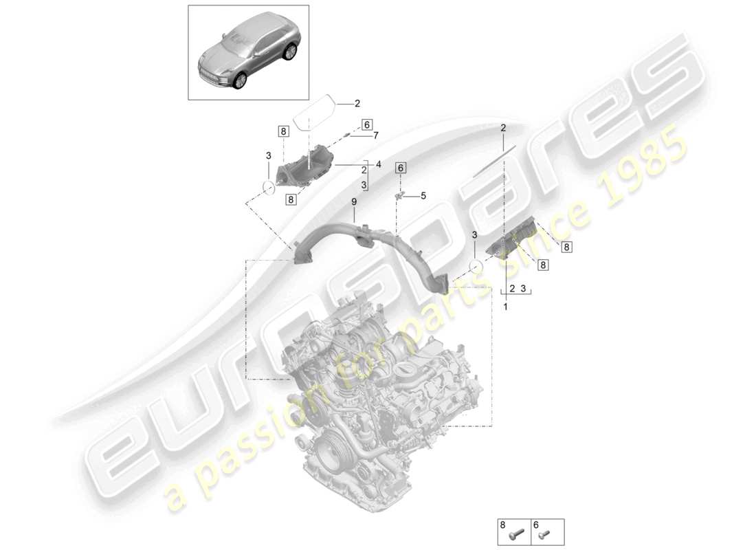 porsche 2021 (macan) distributore aria aspirata schema delle parti