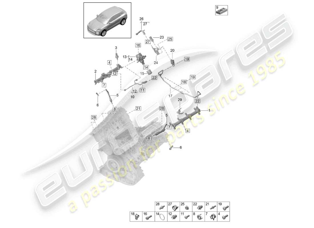porsche 2021 (macan) schema elettrico della pompa ad alta pressione dell'iniettore ad alta pressione del tubo di raccolta del carburante