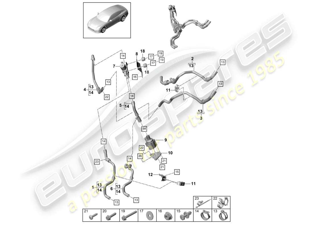 porsche 2021 (panamera 971-1) riscaldatore a benzina con: riscaldatore ausiliario diagramma delle parti