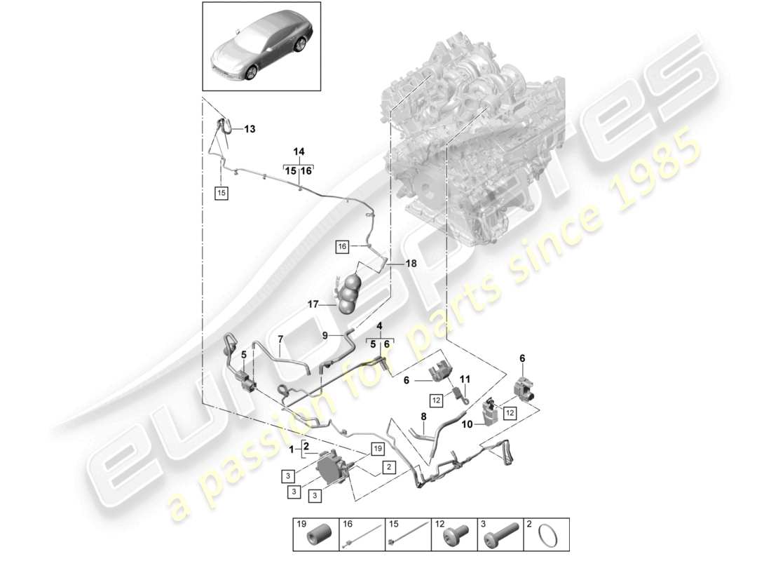 porsche 2021 (panamera 971-1) sistema di vuoto pompa per vuoto diagramma delle parti