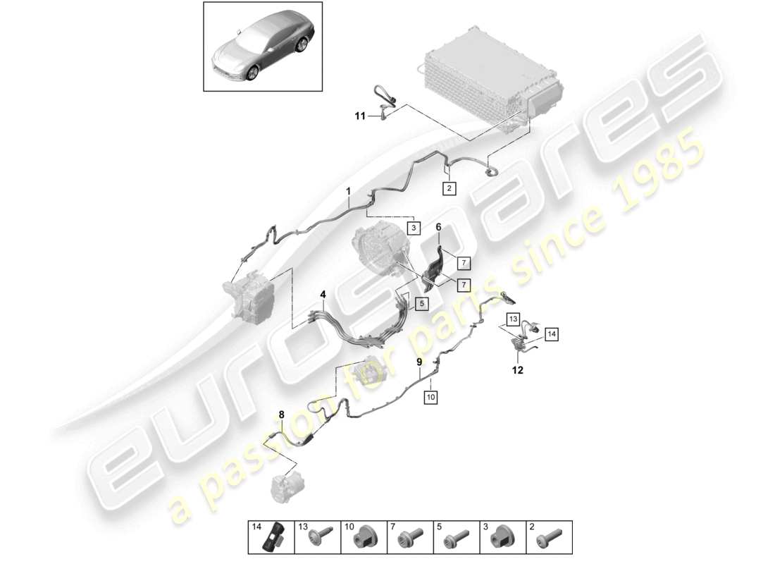 porsche 2021 (panamera 971-1) cablaggi per veicoli con trazione ibrida schema dei componenti