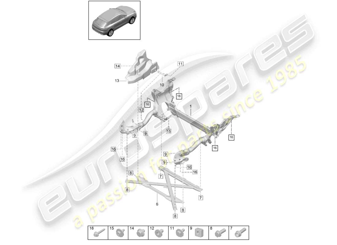 porsche 2021 (macan) telaio di supporto traversa piastra di protezione diagramma delle parti