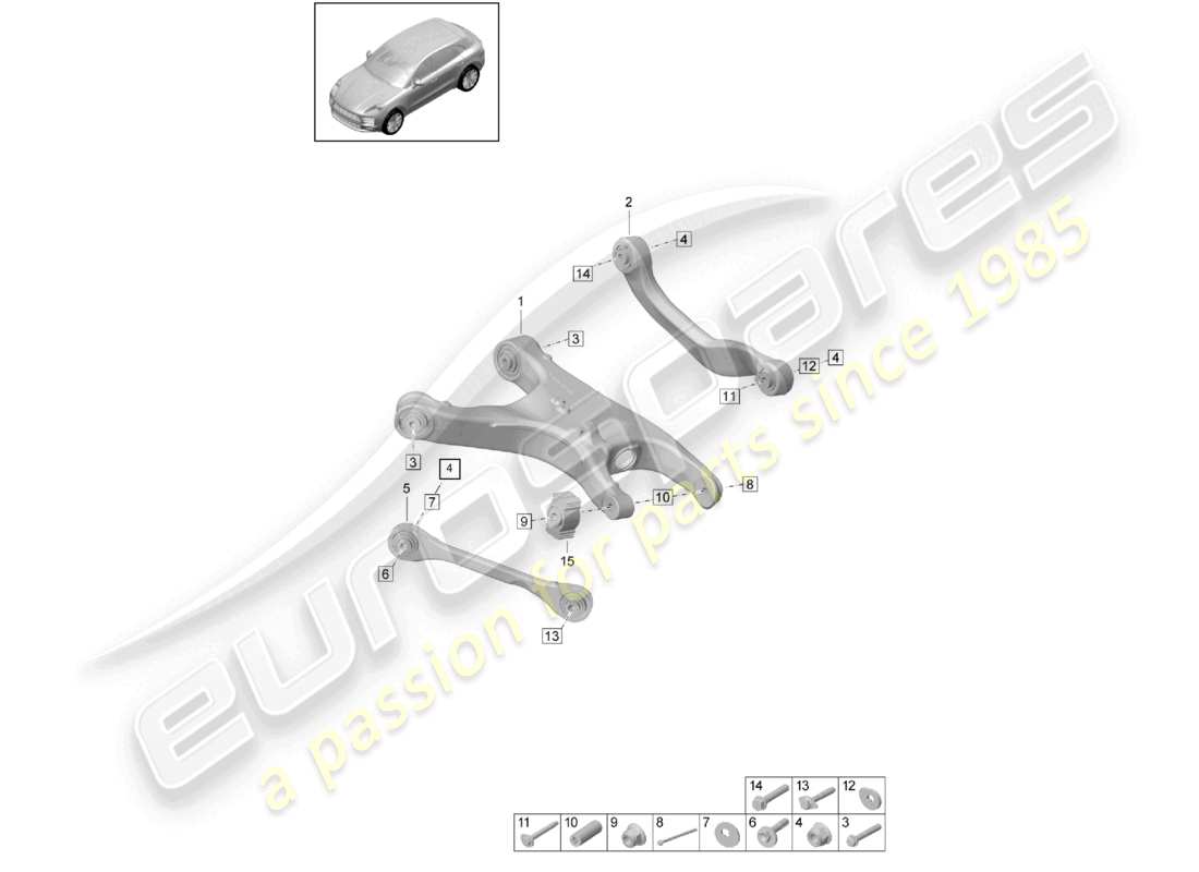 porsche 2021 (macan) guida wishbone diagramma delle parti