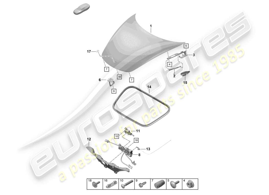 porsche 2021 (718 cayman gt4) copertura anteriore diagramma delle parti