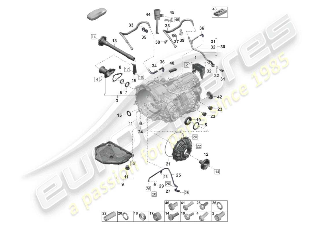 porsche 2022 (992-1 gt3/rs/st) 7-speed cambio a doppia frizione - pdk - parti singole schema delle parti