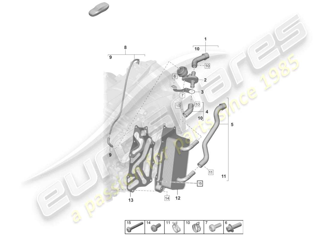 porsche 2024 (992-2 turbo / s) 8-speed cambio a doppia frizione - pdk - sistema di raffreddamento per olio del cambio schema delle parti