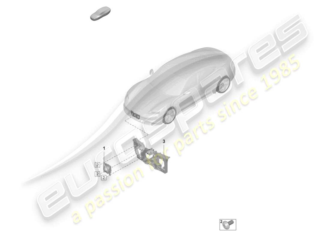 porsche 2020 (taycan 9j1-1) sensore radar del sistema di assistenza alla guida sistema di controllo della velocità di crociera diagramma delle parti