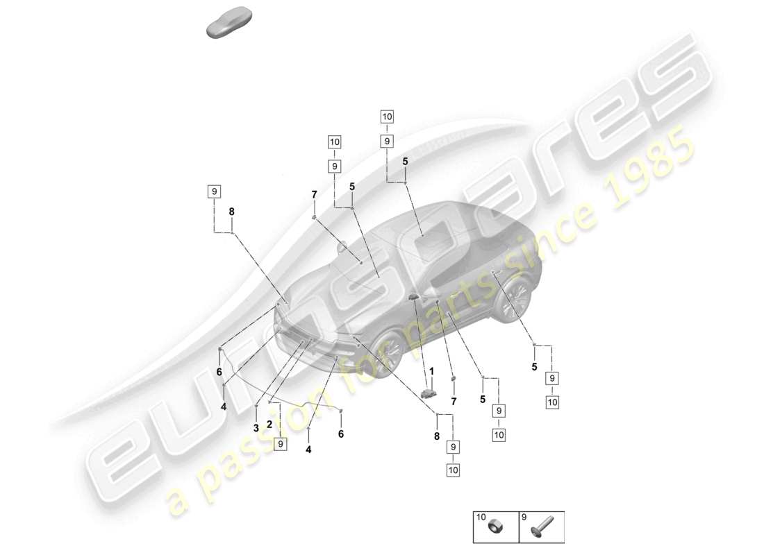 porsche 2025 (macan-e) centralina airbag sensori protezione pedoni schema ricambi
