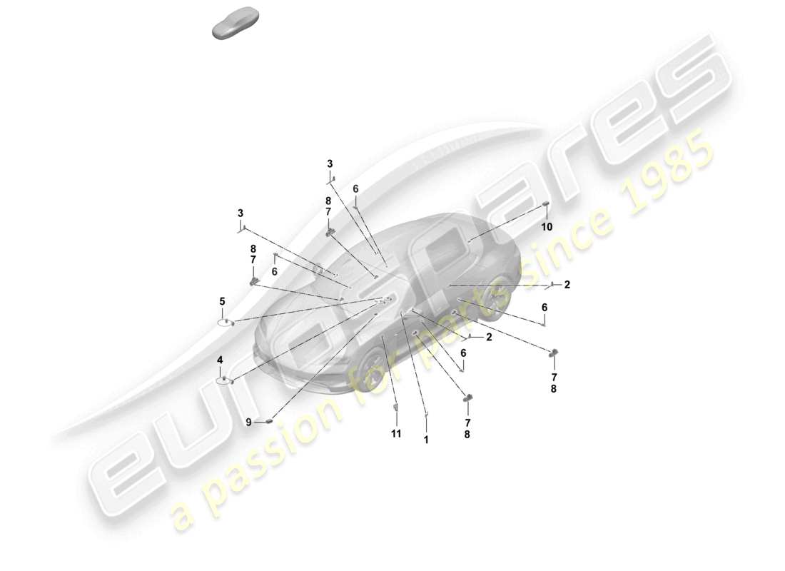 porsche 2026 (taycan 9j1-2) luci interne porte luci di avvertimento portellone posteriore schema delle parti