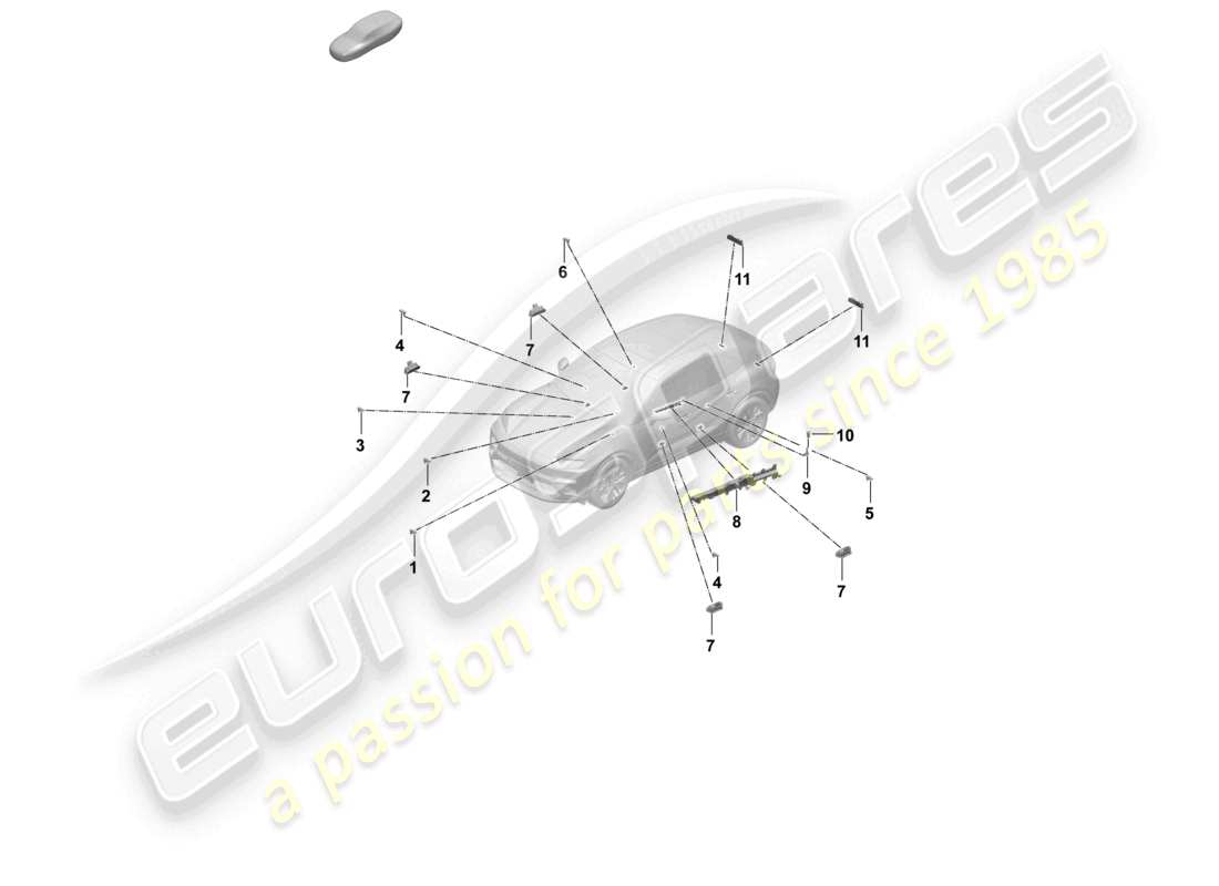 porsche 2025 (macan-e) spia luminosa porta cofano posteriore illuminazione interna porte schema delle parti