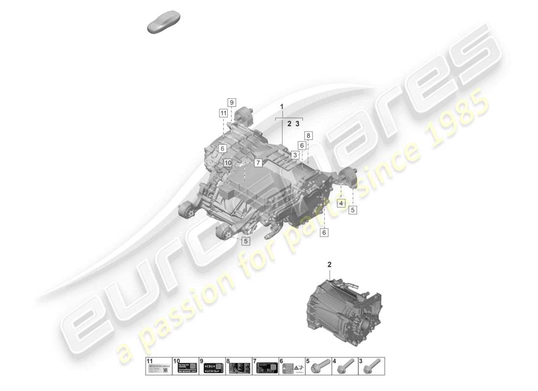 porsche 2020 (taycan 9j1-1) motore di ricambio motore di trazione per azionamento elettrico asse posteriore diagramma delle parti