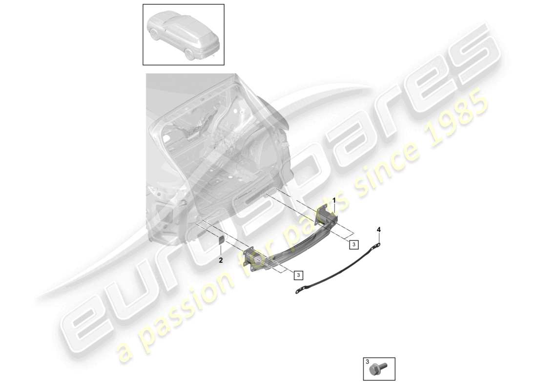 porsche 2023 (cayenne e3 9ya/9yb) supporto paraurti posteriore diagramma delle parti