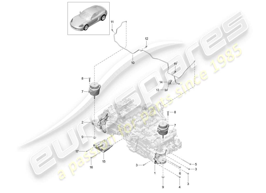porsche 2023 (718 cayman) attrezzatura di sollevamento motore schema delle parti