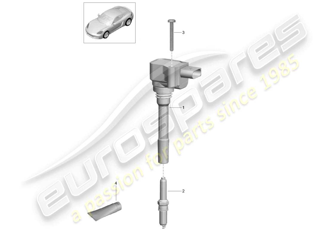 porsche 2023 (718 cayman) schema delle parti del sistema di accensione
