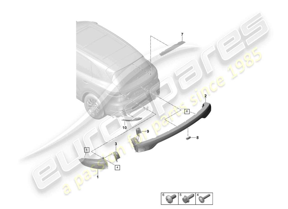 porsche 2021 (cayenne e3 9ya/9yb) luce posteriore luce freno supplementare luce targa schema delle parti