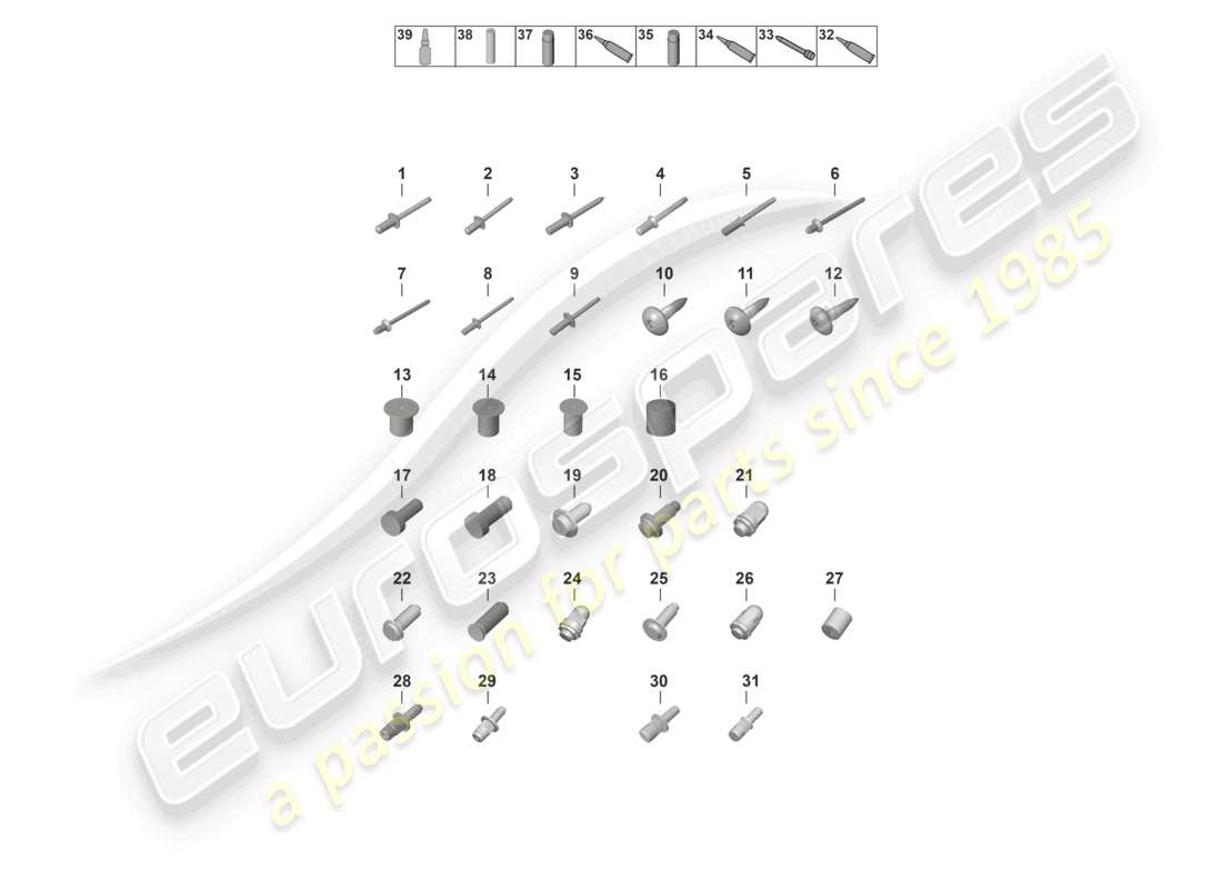 porsche 2023 (taycan 9j1-1) elementi di fissaggio carrozzeria diagramma delle parti