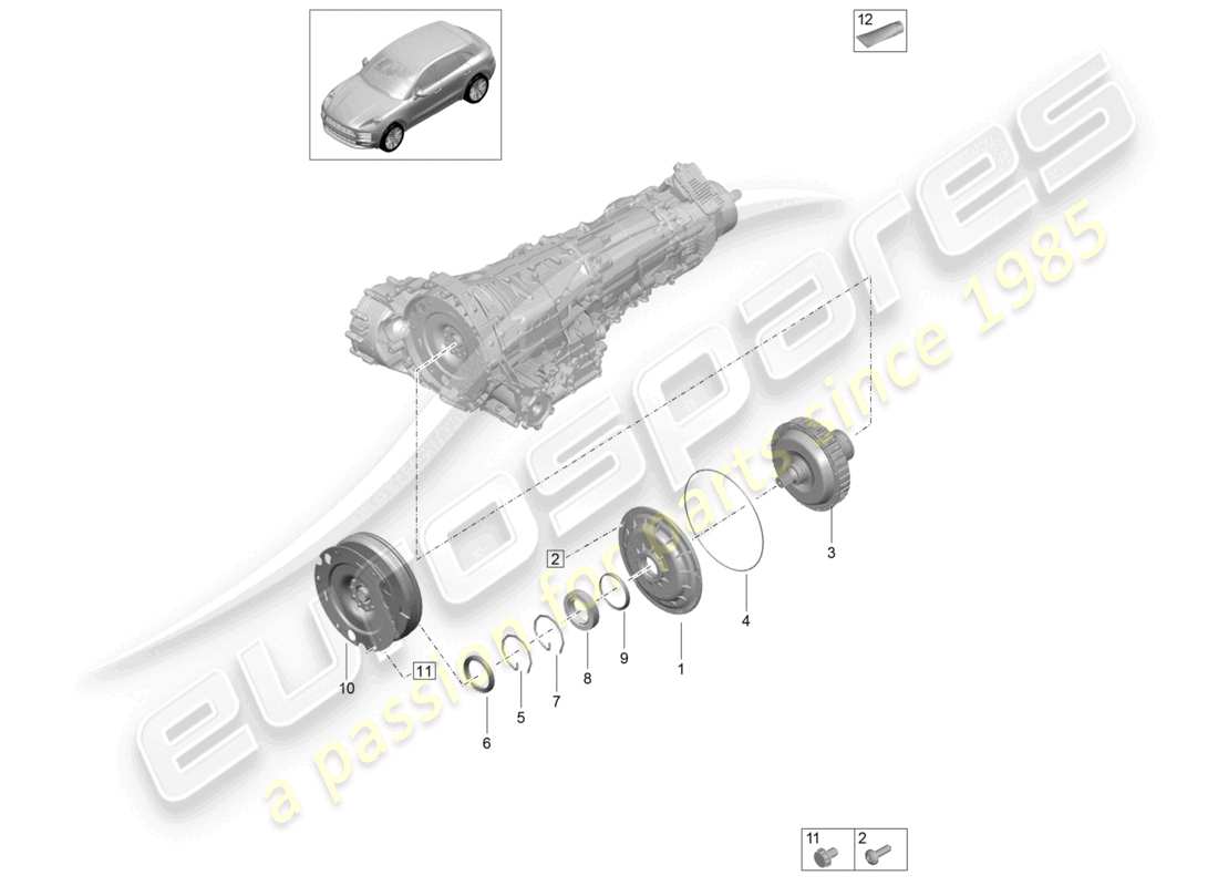 porsche 2021 (macan) volano di accoppiamento diagramma delle parti
