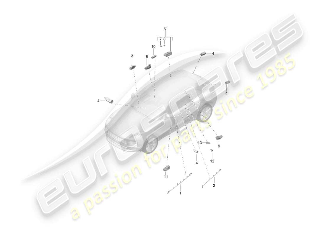porsche 2021 (macan) luce interna luce vano bagagli luce di avvertimento porta luce vano piedi schema delle parti