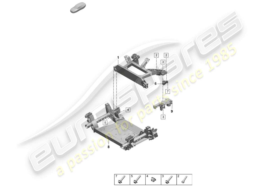 porsche 2022 (taycan 9j1-1) telaio diagramma delle parti