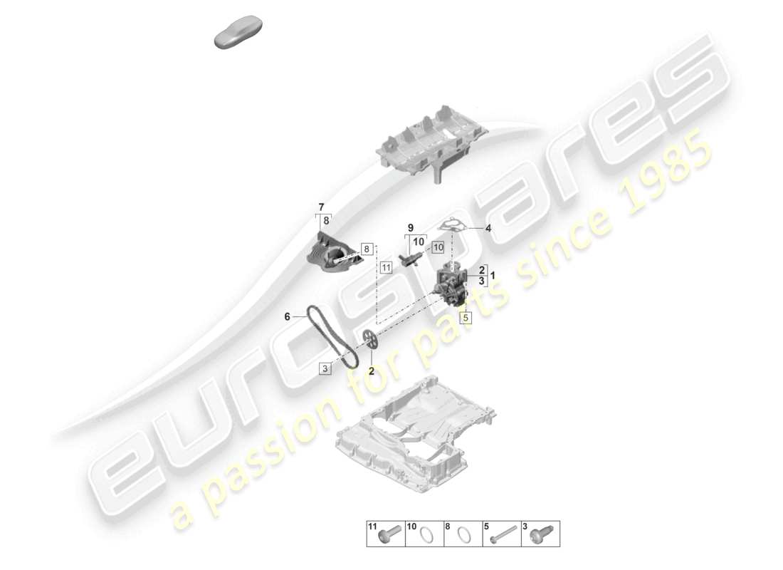 porsche 2021 (panamera 971-2) schema delle parti della pompa dell'olio