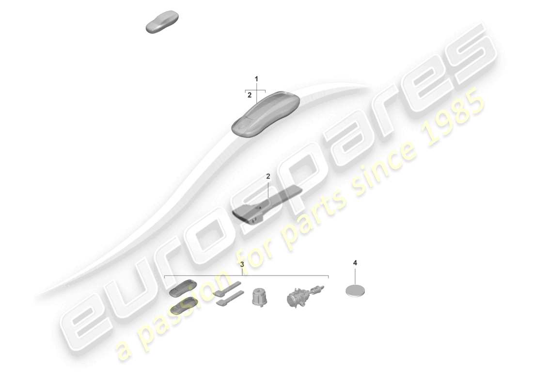 porsche 2020 (taycan 9j1-1) trasmettitore portatile chiave di emergenza con serratura specifica diagramma delle parti