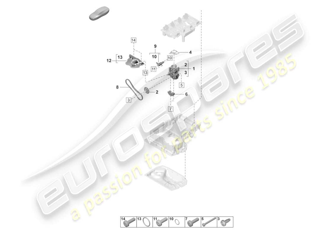 porsche 2021 (panamera 971-2) schema delle parti della pompa dell'olio