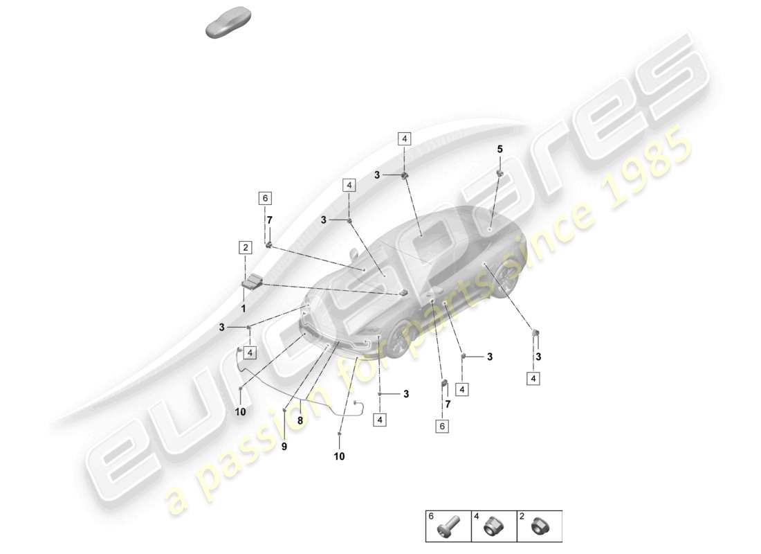 porsche 2025 (taycan 9j1-2) centralina per airbag sensore di impatto per airbag protezione pedoni schema delle parti