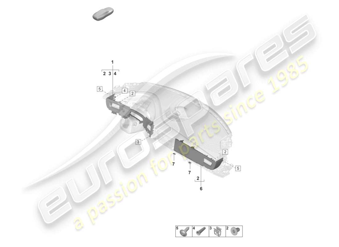 porsche 2021 (taycan 9j1-1) modanatura per cruscotto diagramma delle parti