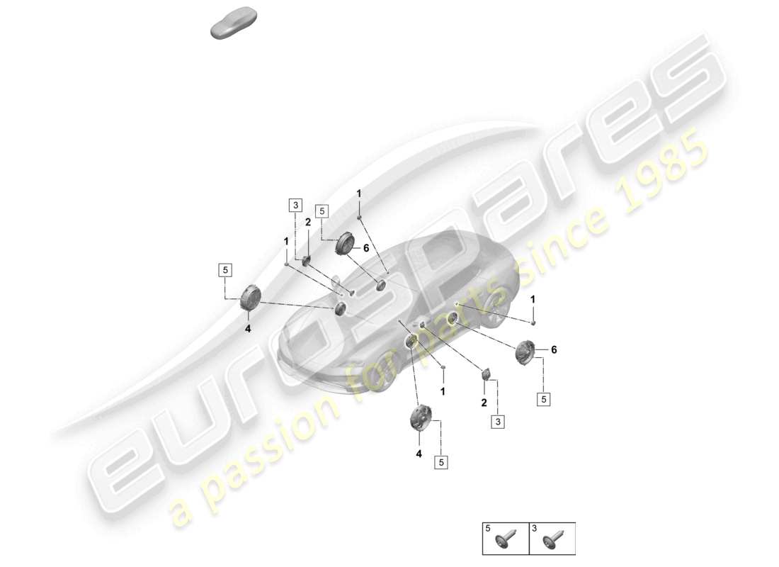 porsche 2026 (taycan 9j1-2) altoparlante base diagramma delle parti