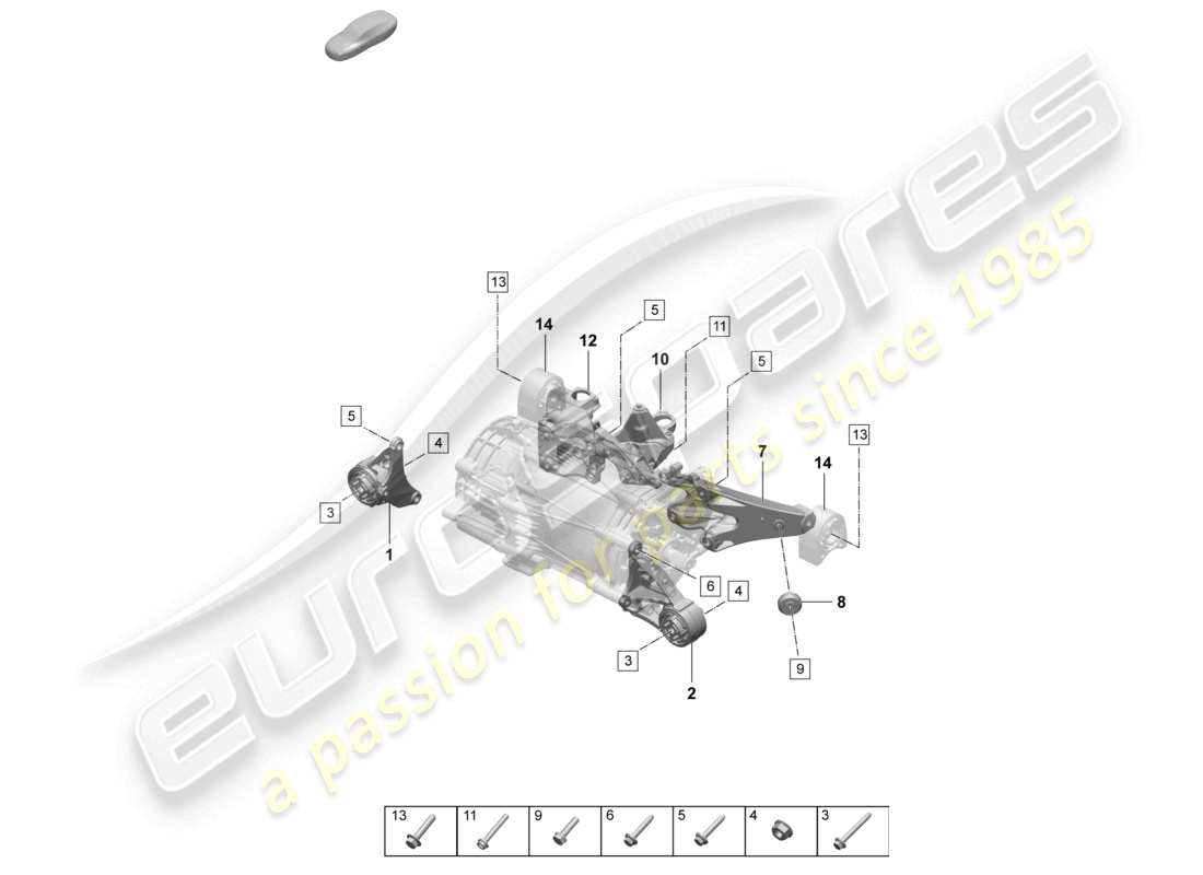 porsche 2025 (taycan 9j1-2) attrezzatura di sollevamento motore assale anteriore diagramma delle parti