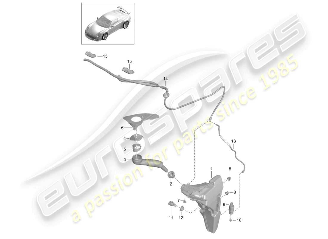porsche 2021 (991-2 r/gt3/rs) schema delle parti rondella lavavetri