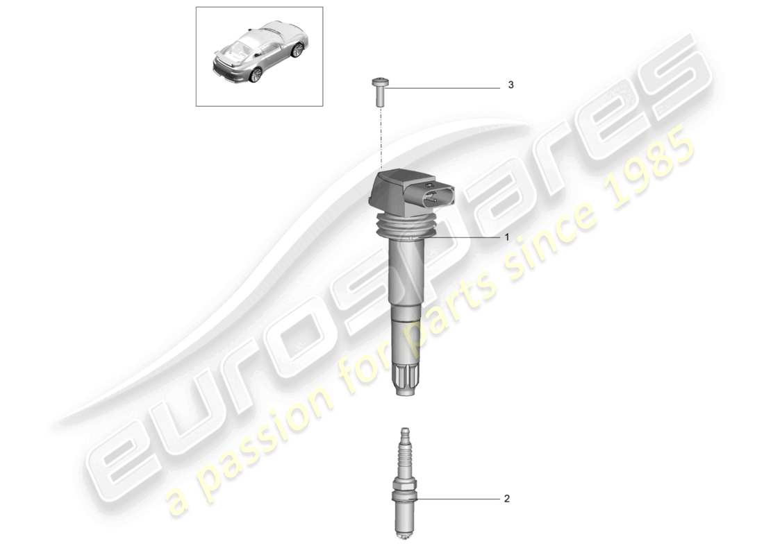 porsche 2021 (991-2 r/gt3/rs) schema delle parti del sistema di accensione