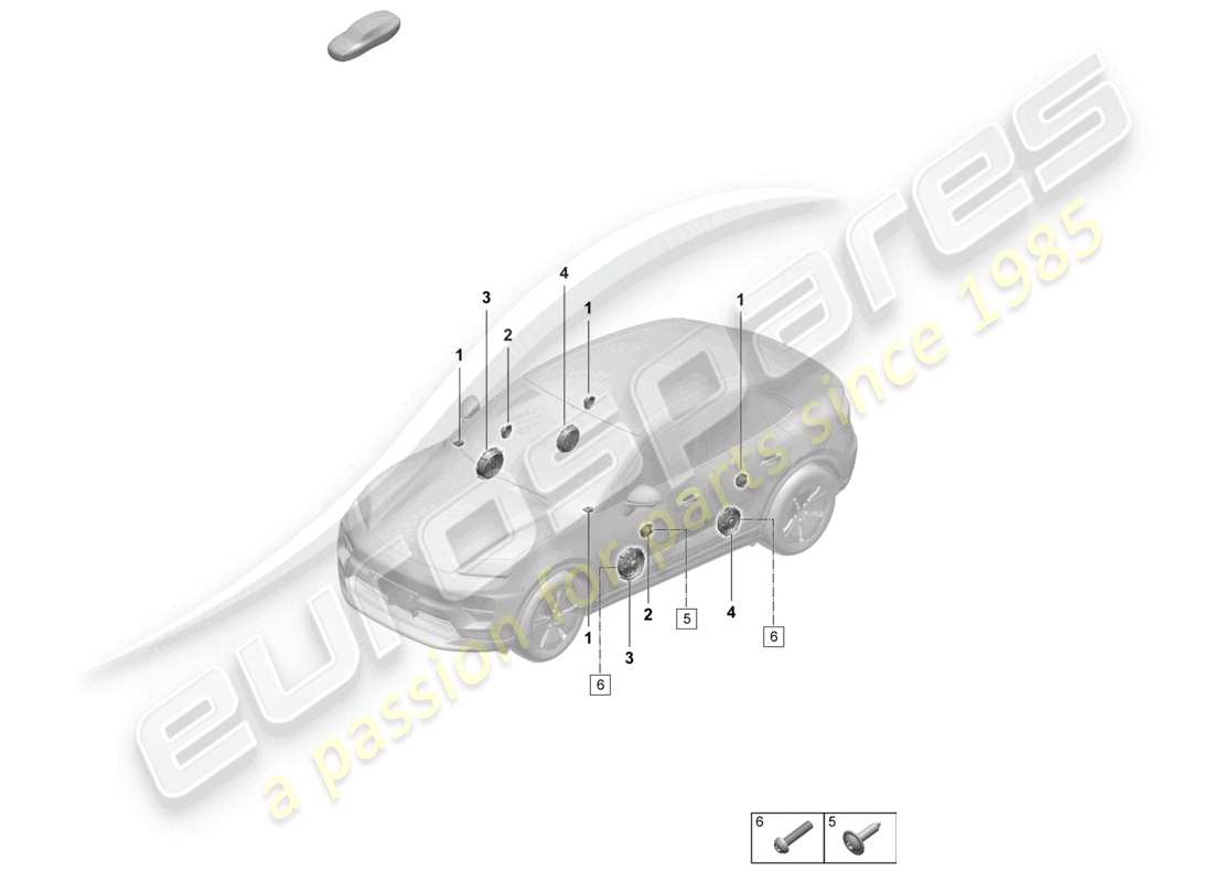 porsche 2025 (macan-e) altoparlante base diagramma delle parti