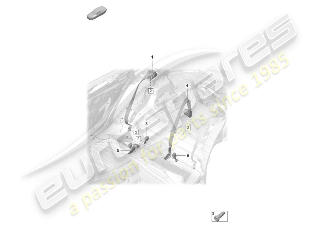 porsche 2021 (panamera 971-2) cintura di sicurezza con unità di pretensionamento della cintura posteriore schema delle parti