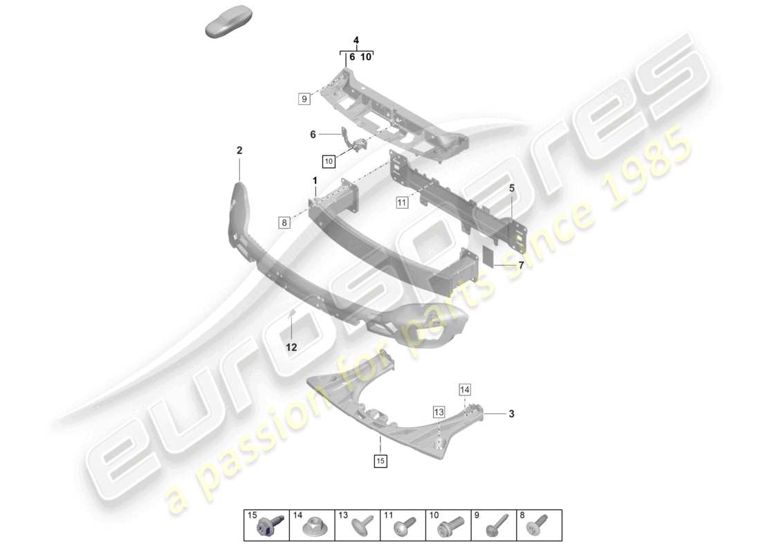 porsche 2022 (taycan 9j1-1) supporto paraurti anteriore rinforzo antiurto diagramma delle parti