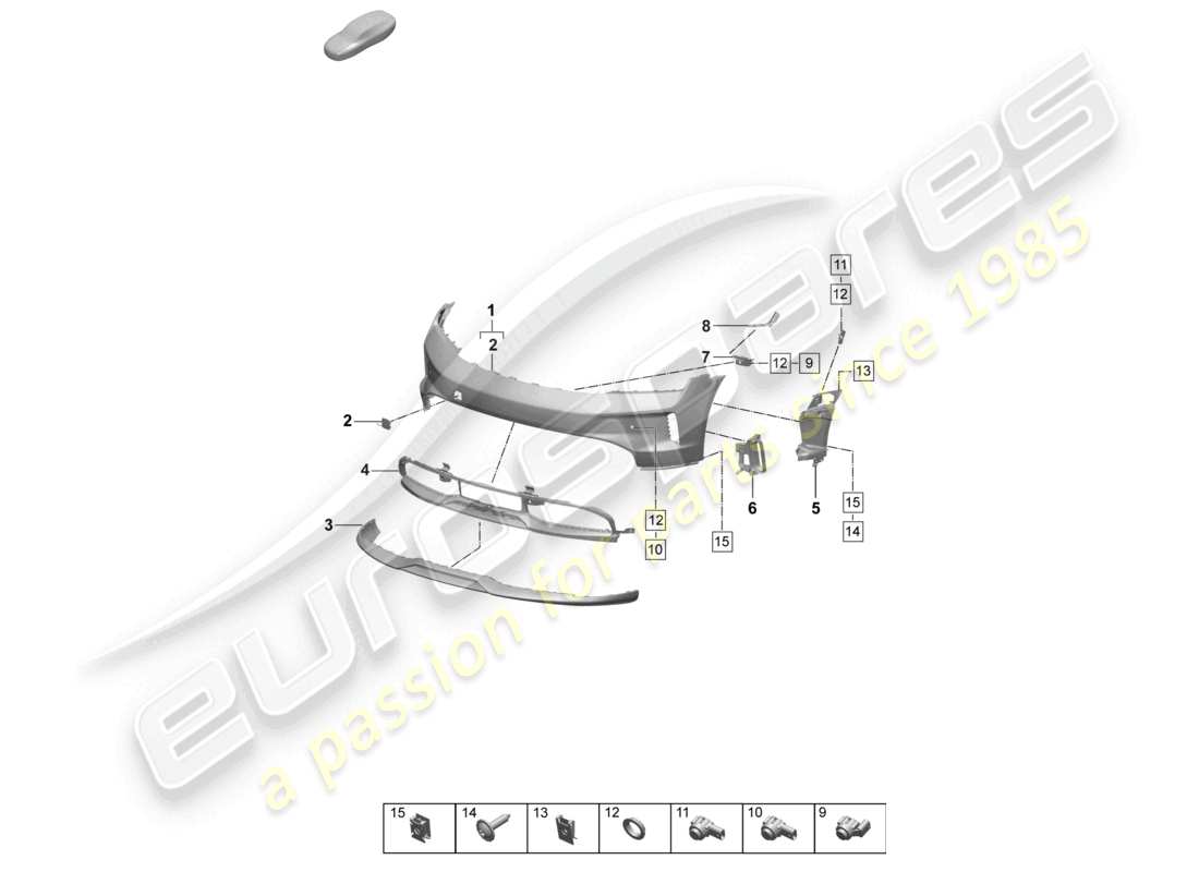porsche 2025 (taycan 9j1-2) paraurti anteriore diagramma delle parti
