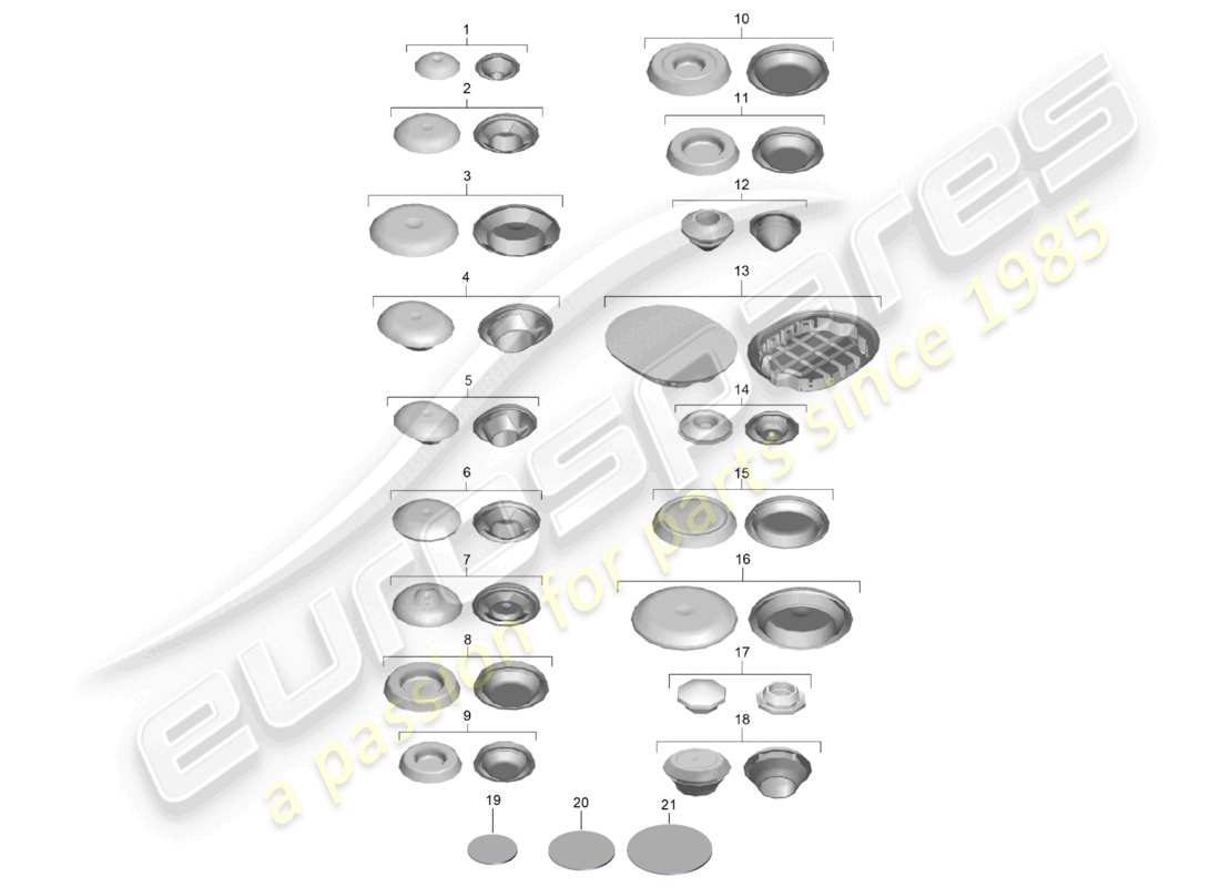 porsche 2022 (718 boxster) diagramma delle parti dei tappi