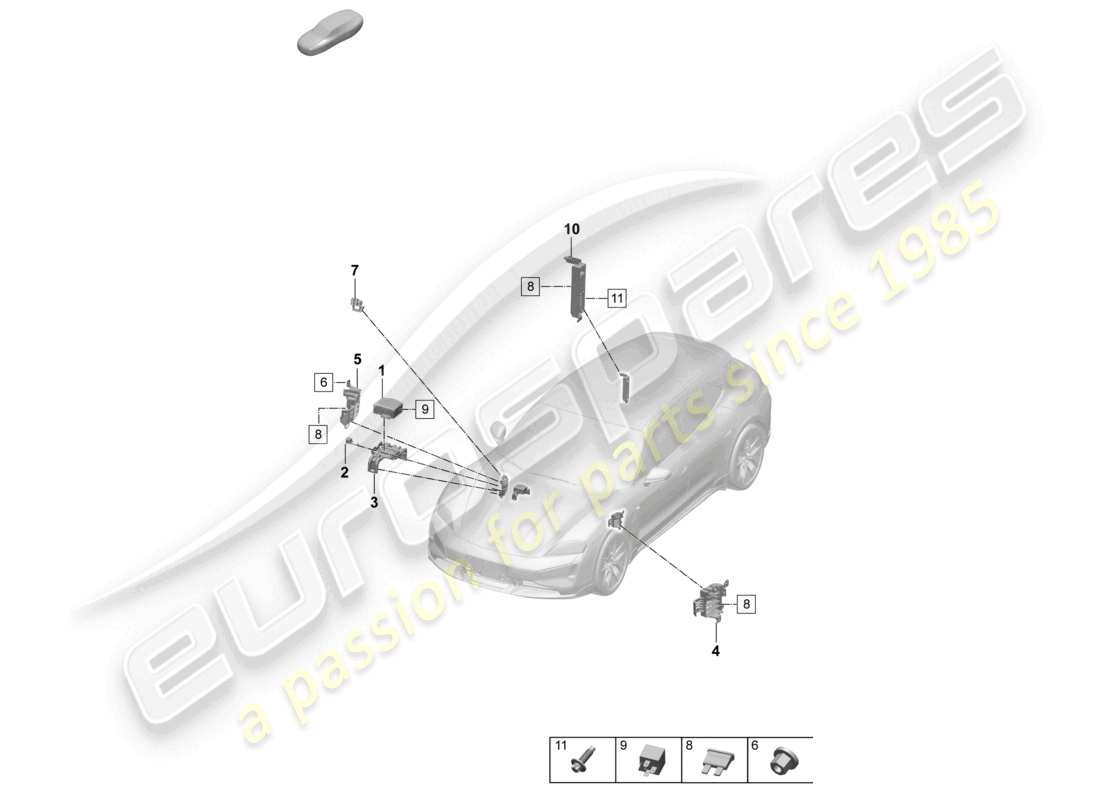 porsche 2025 (taycan 9j1-2) portafusibili impianto elettrico centrale fusibili diagramma delle parti