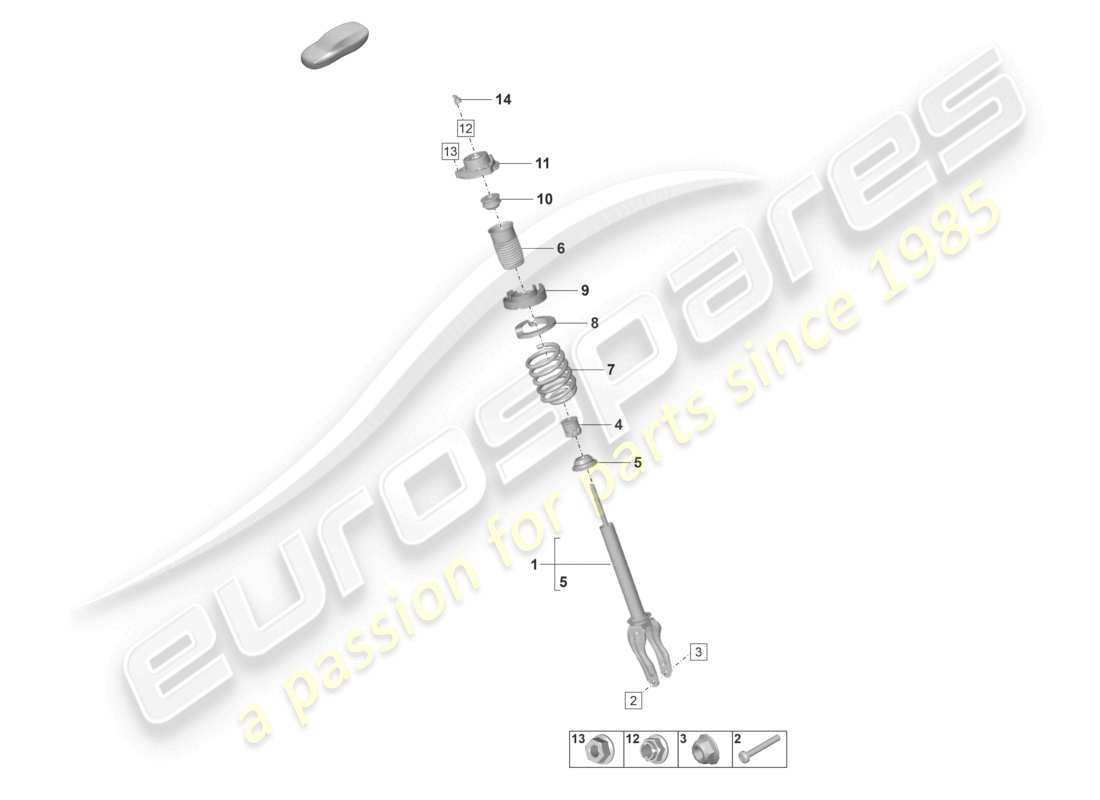 porsche 2020 (taycan 9j1-1) sospensione a molla in acciaio ammortizzatori molla elicoidale diagramma delle parti