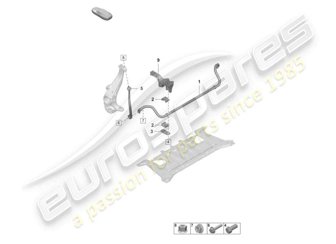 porsche 2020 (taycan 9j1-1) barra antirollio diagramma delle parti